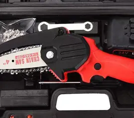 Wood Ranger Mini Chainsaw kit in its carrying case